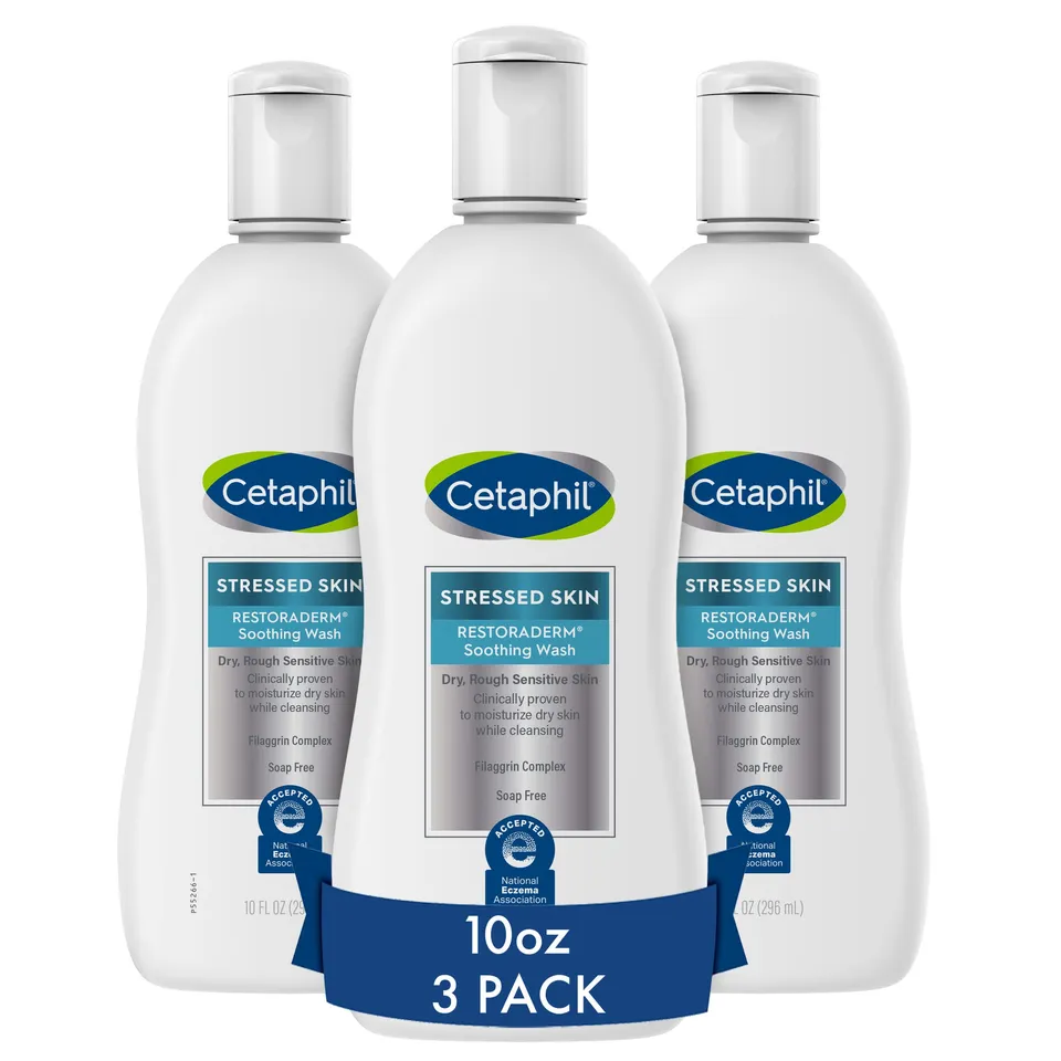 cetaphil-restoraderm-soothing-wash-3-x-10-fl-oz-gentle-cleanser-for-dry-stressed image 1