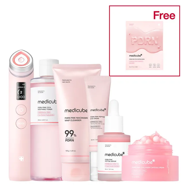 medicube-pdrn-pink-glow-home-aesthetic-full-set-with-age-r-booster-pro-pink image 1