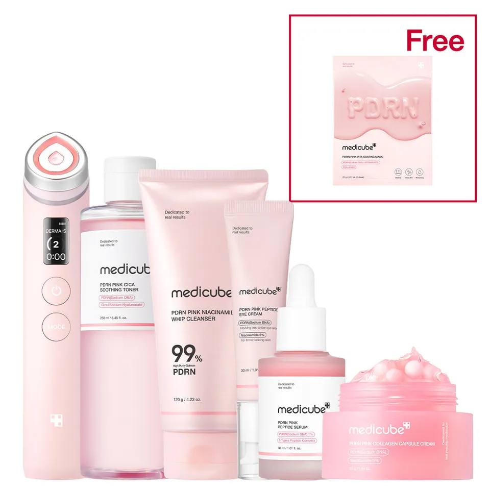medicube-pdrn-pink-glow-home-aesthetic-full-set-with-age-r-booster-pro-pink image 1