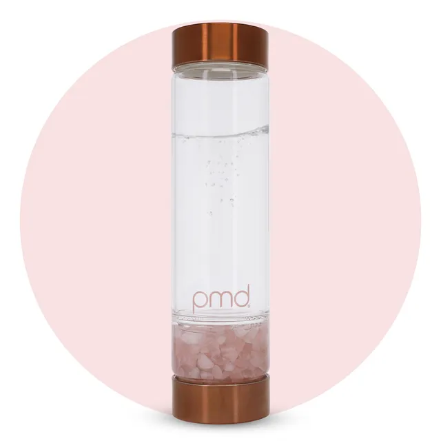 pmd-beauty-aqua-glass-water-bottle-with-grade-a-rose-quartz-16-2-oz-bpa-free-reu image 1
