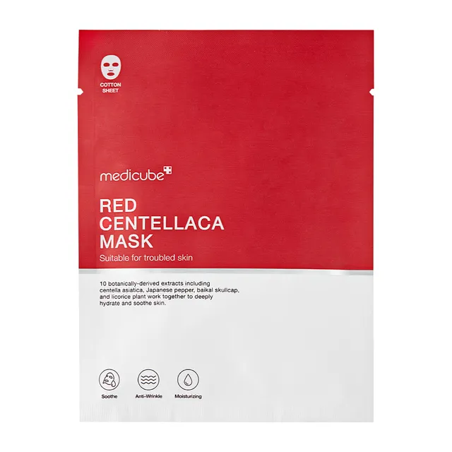 medicube-red-centellaca-mask-3-step-kit-cleanser-toner-cotton-sheet-mask-for-sen image 1
