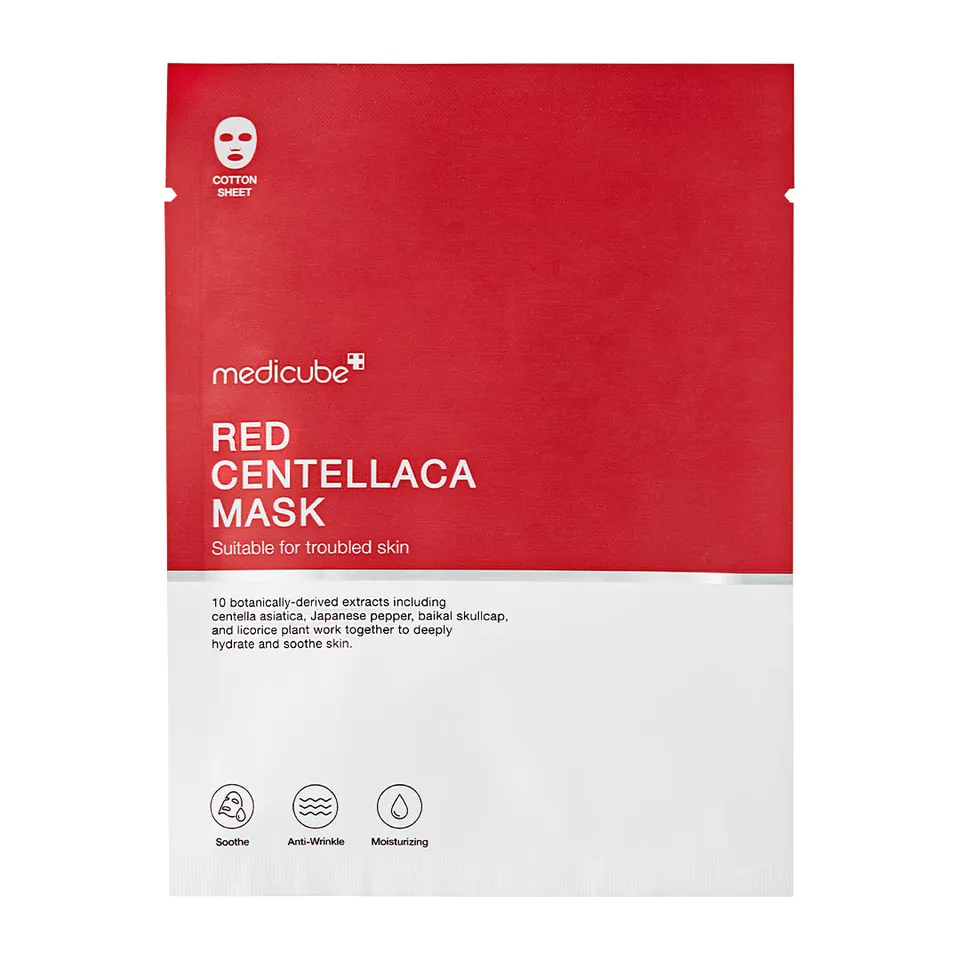 medicube-red-centellaca-mask-3-step-kit-cleanser-toner-cotton-sheet-mask-for-sen image 1
