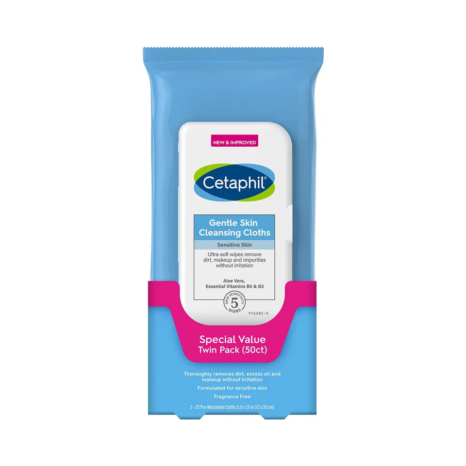 cetaphil-face-and-body-wipes-gentle-skin-cleansing-cloths-50-count-twin-pack-for image 1