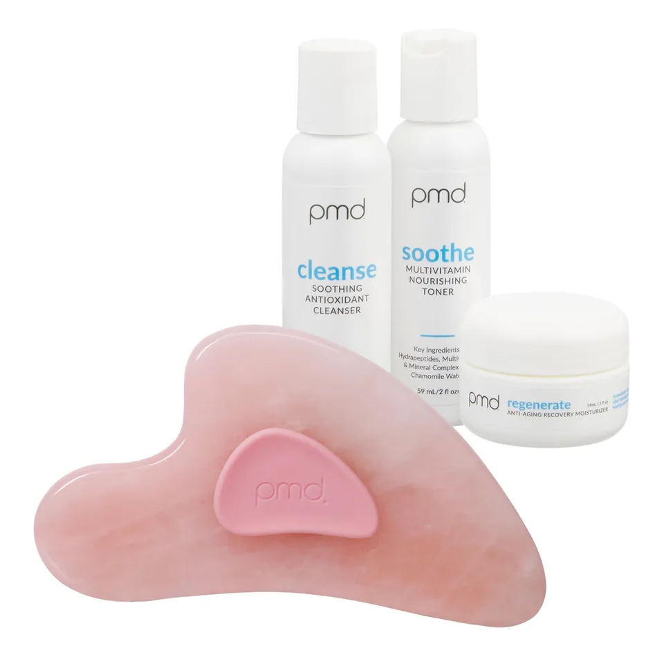 pmd-beauty-gua-sha-facial-sculpting-tool-genuine-rose-quartz-with-silicone-grip- image 1