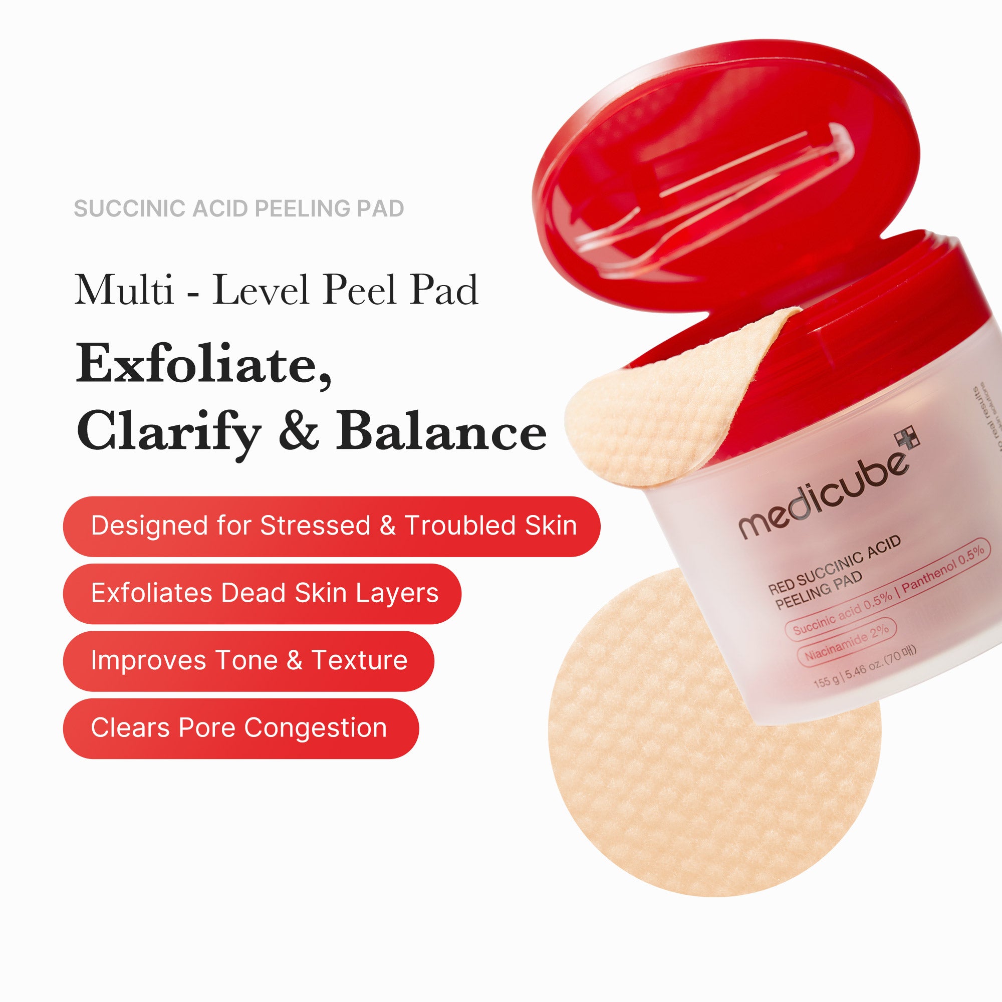 medicube-red-succinic-acid-panthenol-pads-70-pads-acne-care-toner-pads-with-niac image 2
