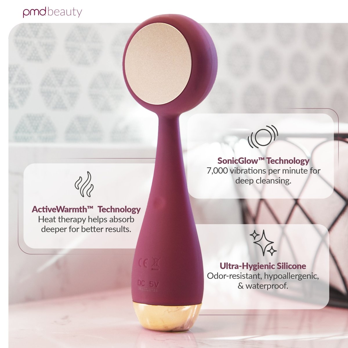 pmd-beauty-clean-pro-with-sonicglow-activewarmth-silicone-cleansing-device image 2