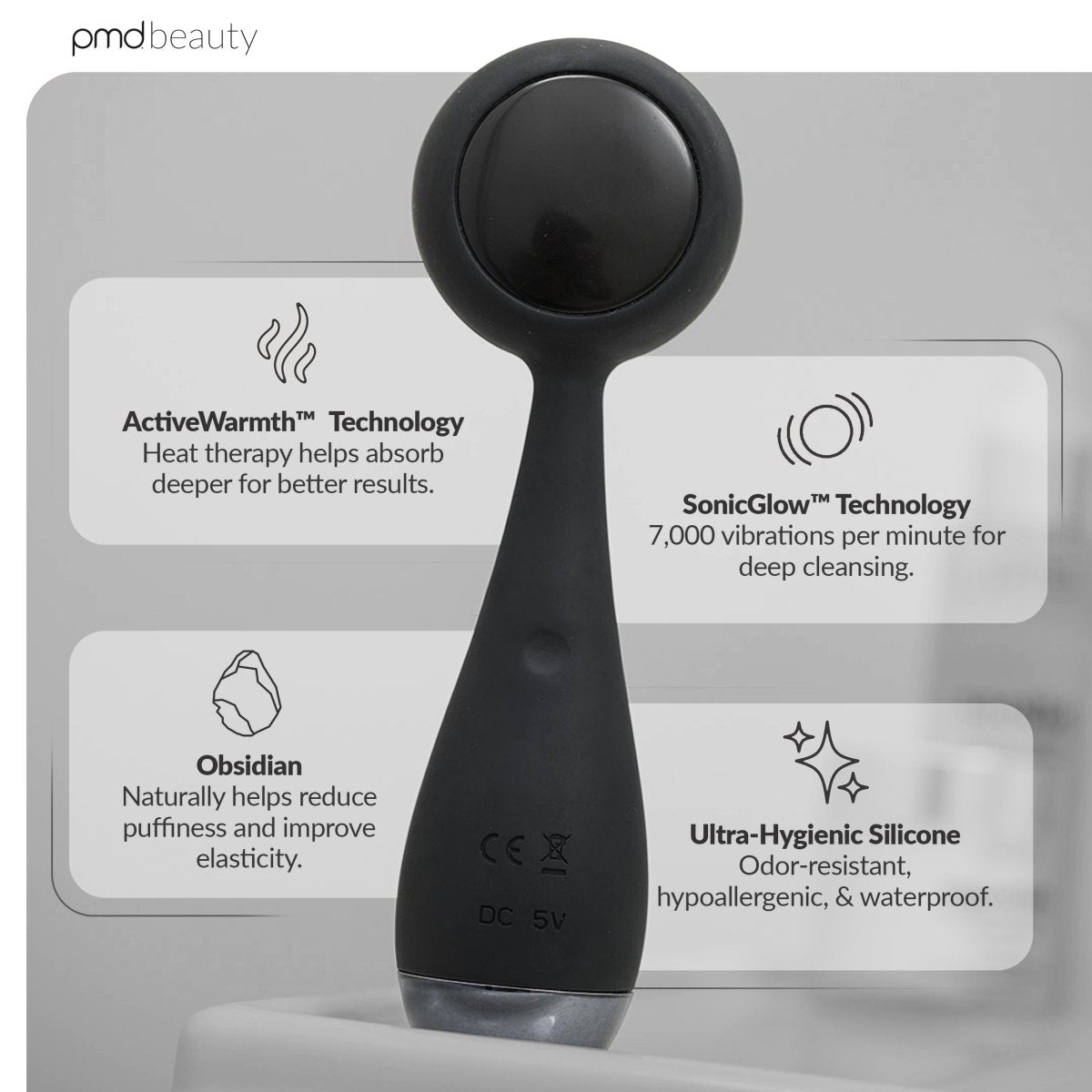 pmd-beauty-clean-pro-ob-smart-sonic-facial-cleansing-device-with-obsidian-stone image 2