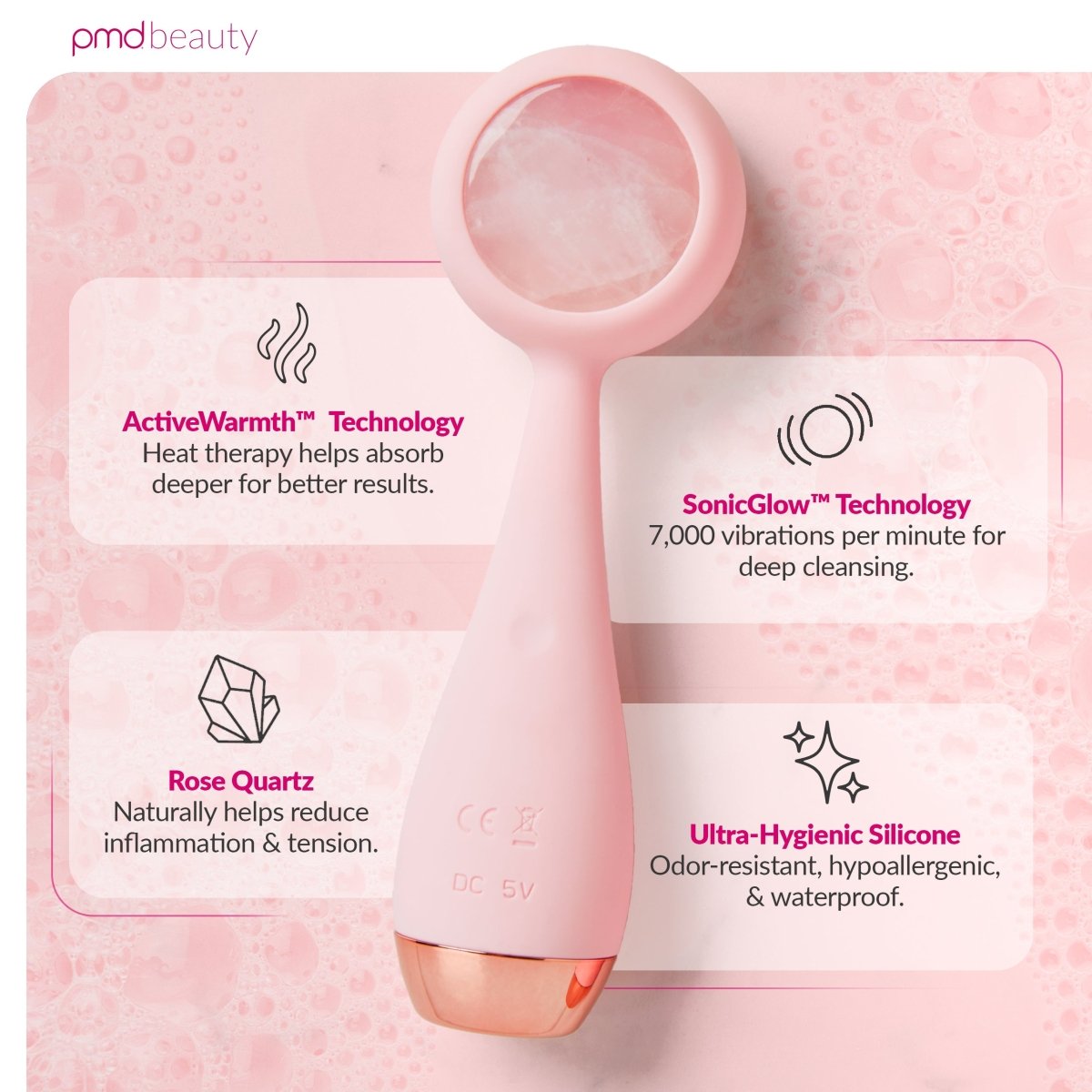 pmd-beauty-clean-pro-rq-sonicglow-rose-quartz-facial-cleansing-device image 2