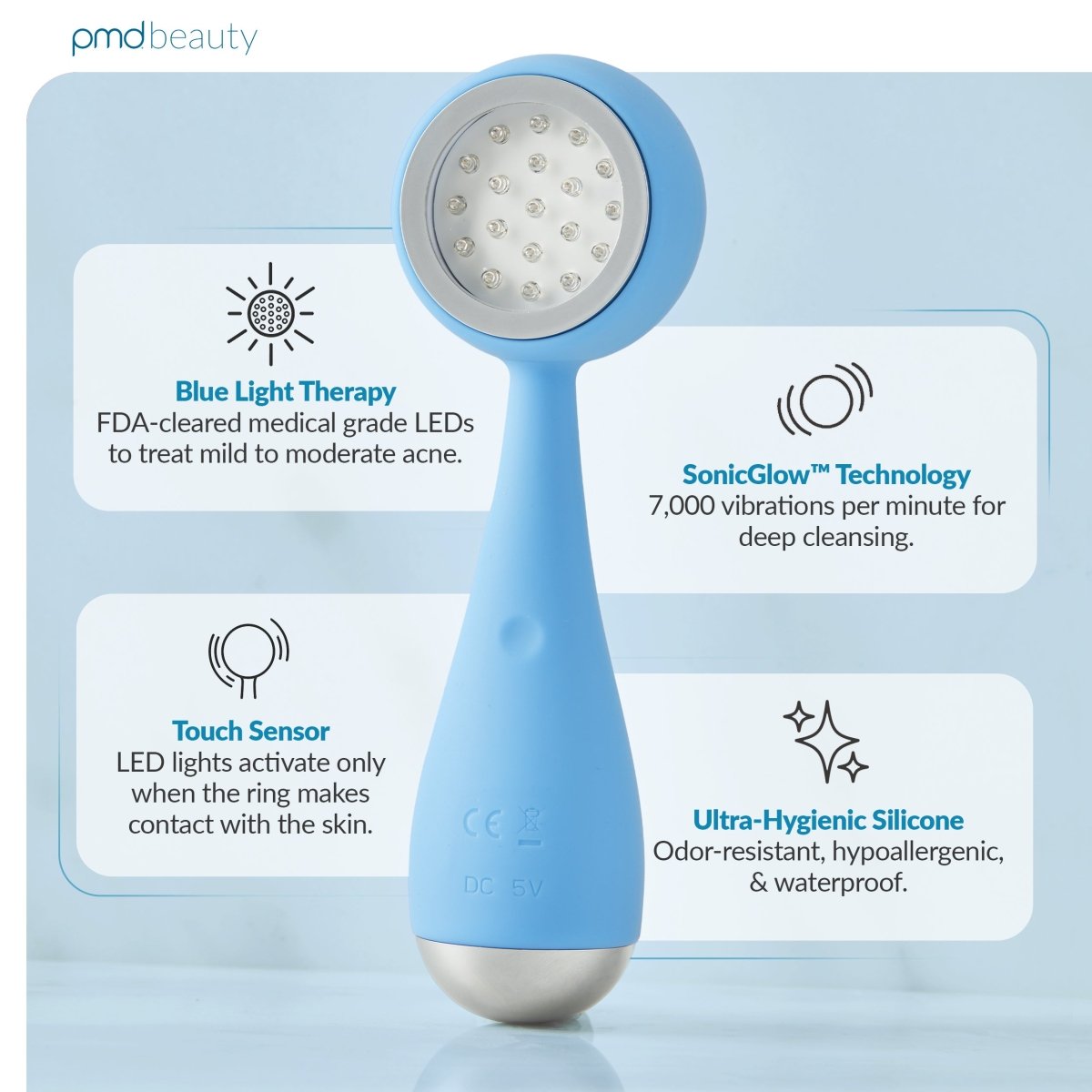 pmd-beauty-led-clean-acne-man-blue-light-therapy-sonic-cleansing-device image 2