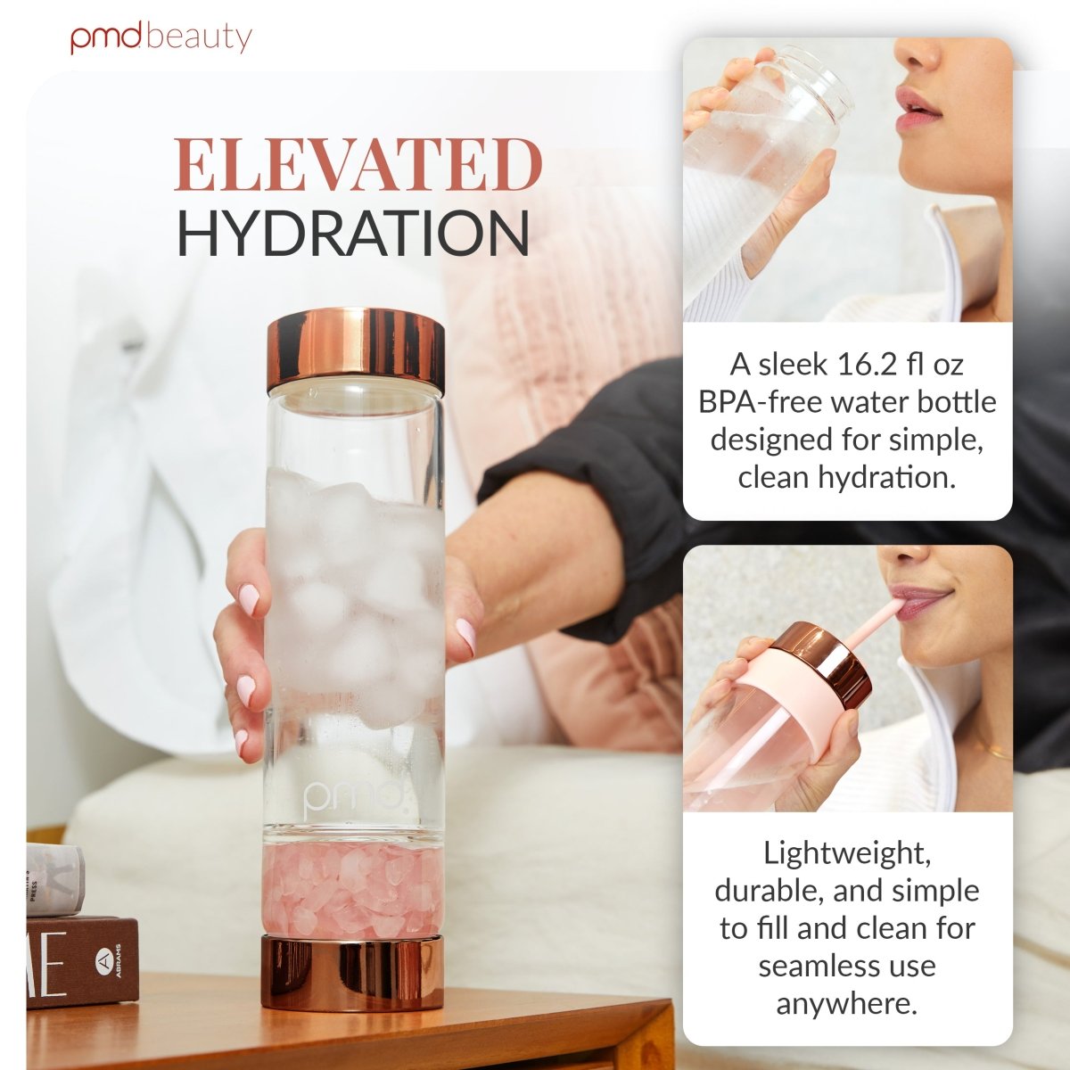 pmd-aqua-water-bottle-with-accessories-16-2-fl-oz-bpa-free-rose-quartz-infused image 3
