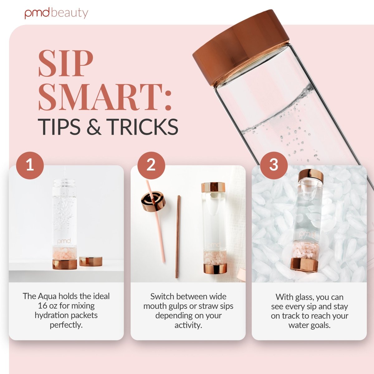 pmd-aqua-water-bottle-with-accessories-16-2-fl-oz-bpa-free-rose-quartz-infused image 5