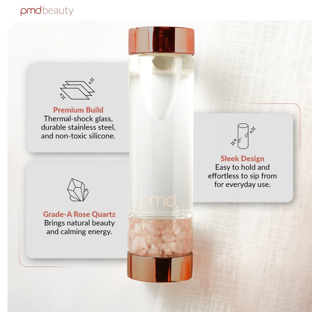 pmd-beauty-pmd-aqua-water-bottle-16-2-oz-bpa-free-with-rose-quartz-crystals image 2