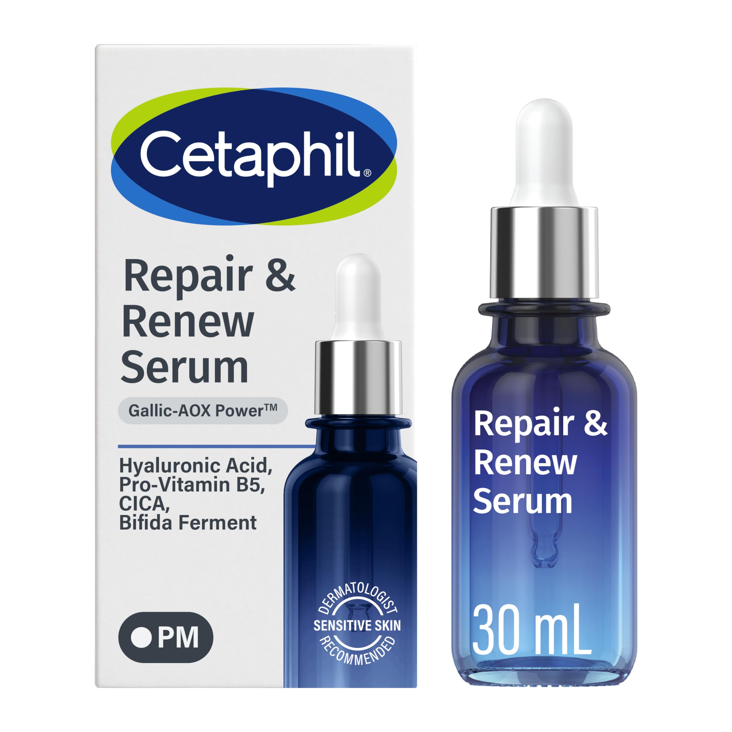 cetaphil-repair-renew-night-serum-with-gallic-acid-vitamin-e-1-fl-oz-for-stresse image 1