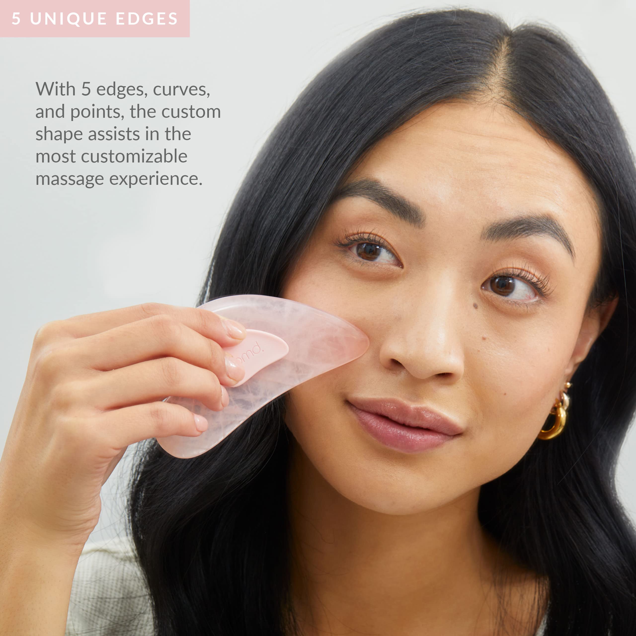 pmd-beauty-gua-sha-facial-sculpting-tool-genuine-rose-quartz-with-silicone-grip- image 6