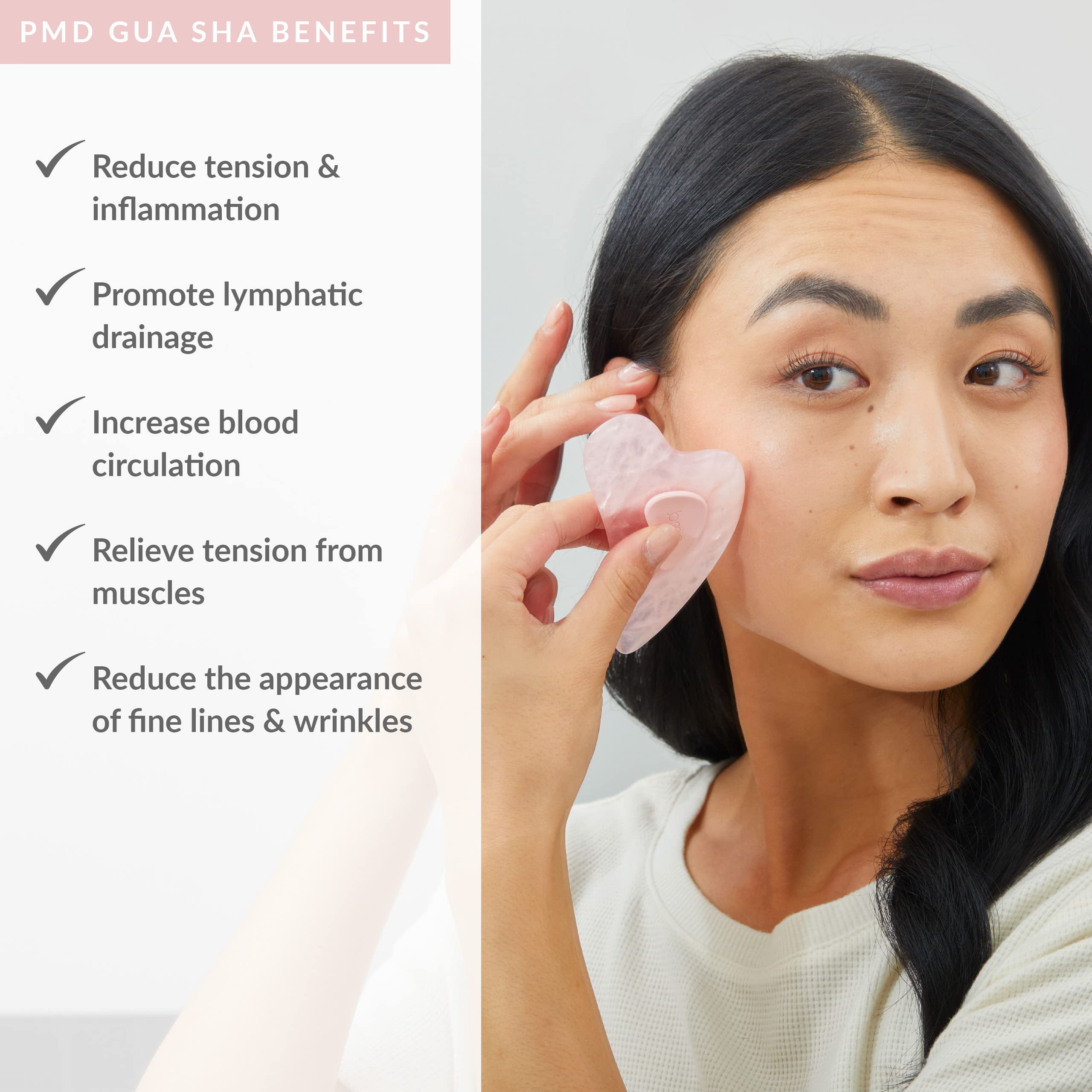 pmd-beauty-gua-sha-facial-sculpting-tool-genuine-rose-quartz-with-silicone-grip- image 2