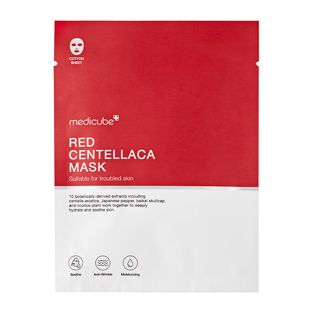 medicube-red-centellaca-mask-3-step-kit-cleanser-toner-cotton-sheet-mask-for-sen image 1