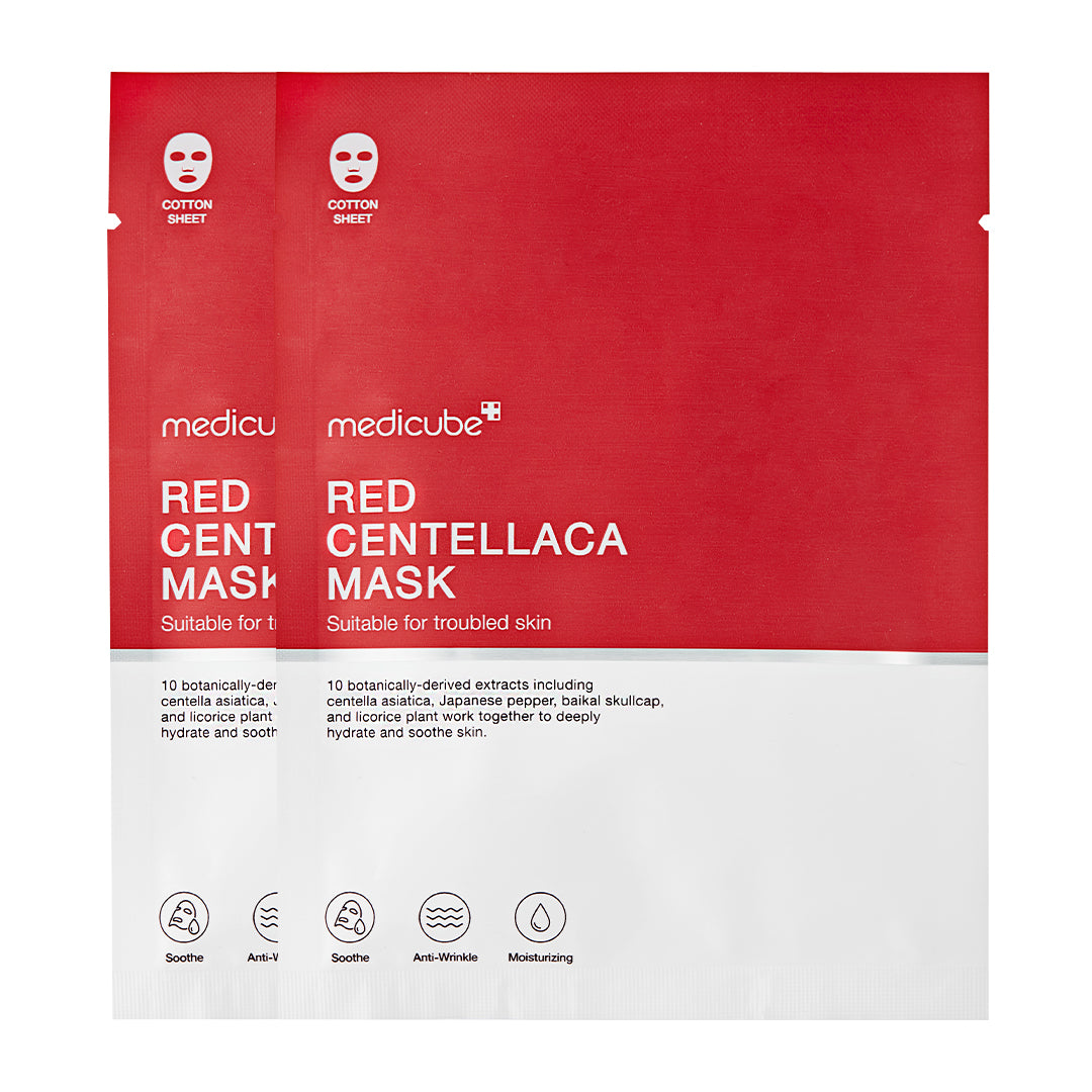 medicube-red-centellaca-mask-3-step-kit-cleanser-toner-cotton-sheet-mask-for-sen image 2